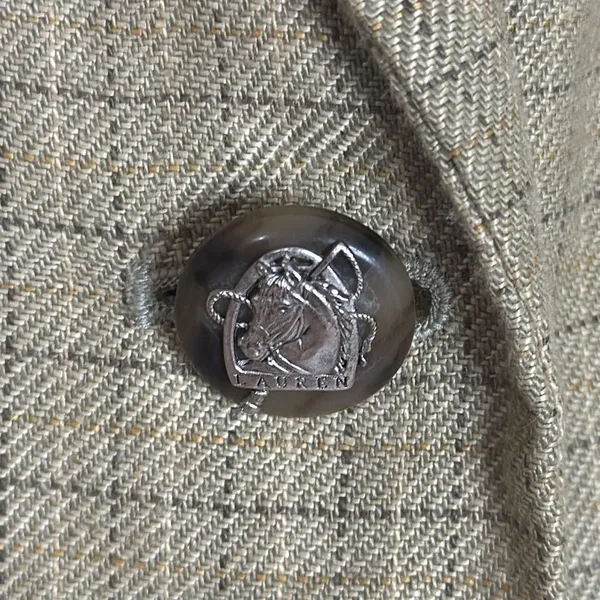 Vtg‎ Lauren Ralph Lauren linen houndstooth Glen Plaid Blazer size 10 equestrian - Image 4
