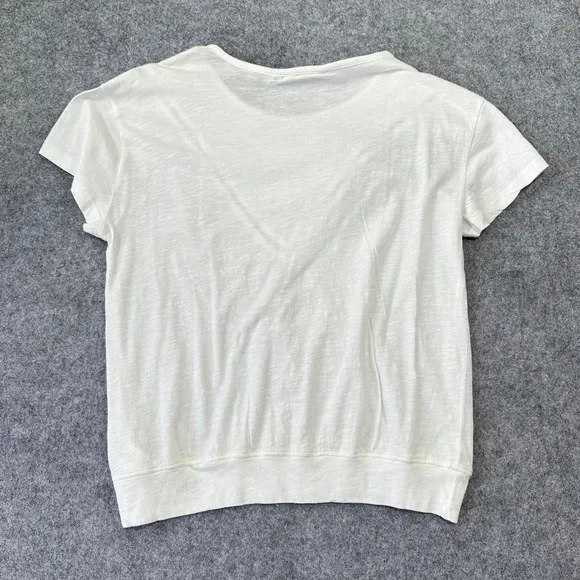 Lucky Brand Women's Size Small White Lace Eyelet Slub Cotton‎ T-Shirt Top Casual - Image 6