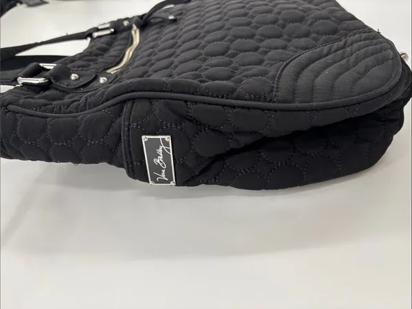 Vera Bradley Black Quilted Shoulder Tote with Front Zip Pocket - Image 10