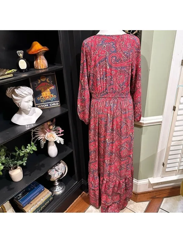 Anthropologies Chaudry Boho Paisley Smocked Waist Maxi Dress - Size Small - Image 9