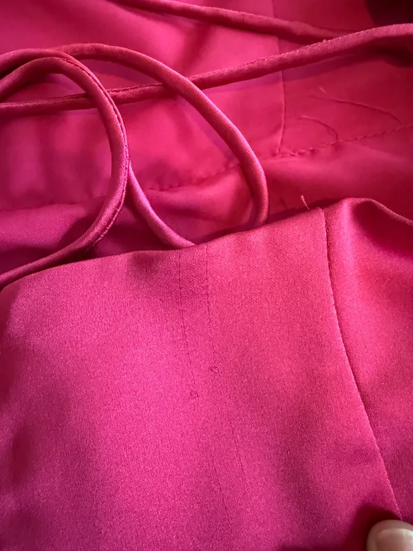 Lulus Always Luminous Magenta Satin Ruched Lace-up Dress - Image 5