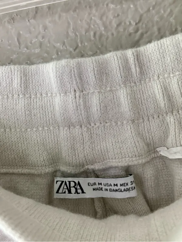 Zara Cream Cargo Sweatpants Women’s M Wide Leg Drawstring Utility Lounge Pants - Image 5