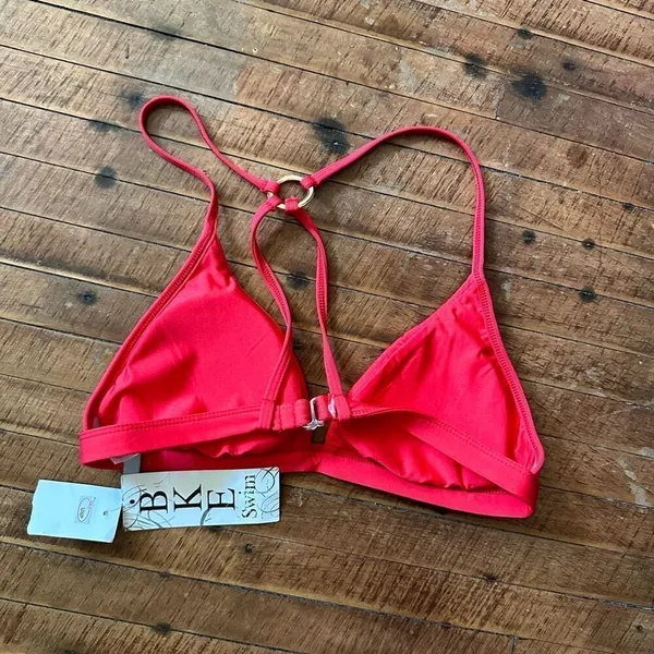 BKE brass studded red strappy L festival sexy bikini top - Image 2