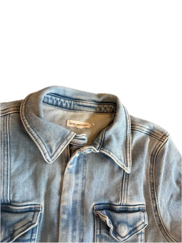 Good American Light Wash Coverall Jumpsuit Utility Sleeve Chambray Large Women's - Image 4
