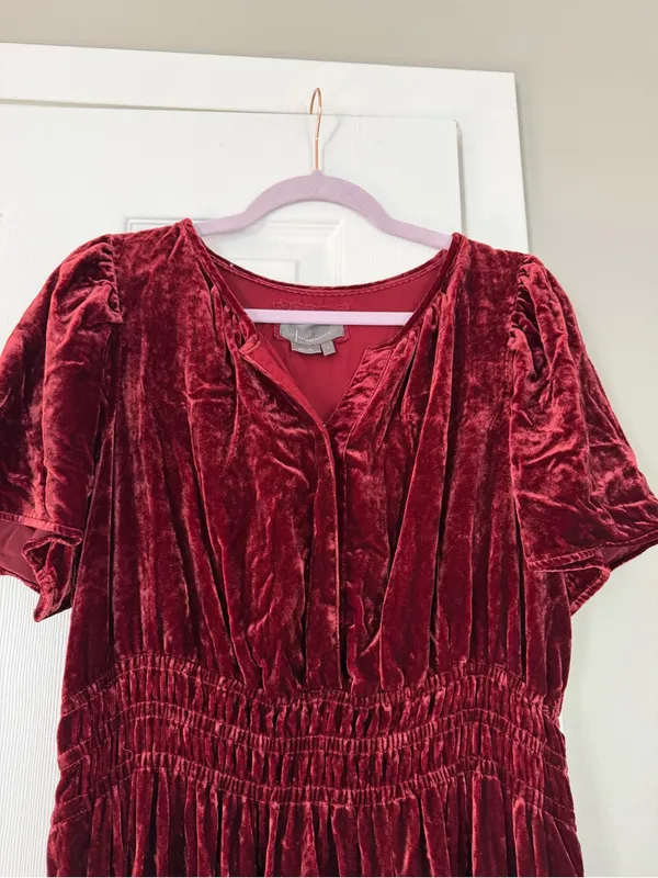 Anthropologie Velvet Somerset Burgundy Maxi Dress Autumn Fall - Image 4