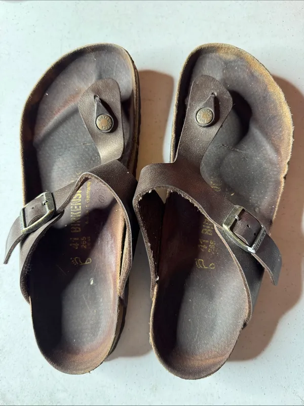 Birkenstock Gizeh Brown Birko-Flor Toe Post Sandals Sz 41 US10-10.5 Regular Wide - Image 3
