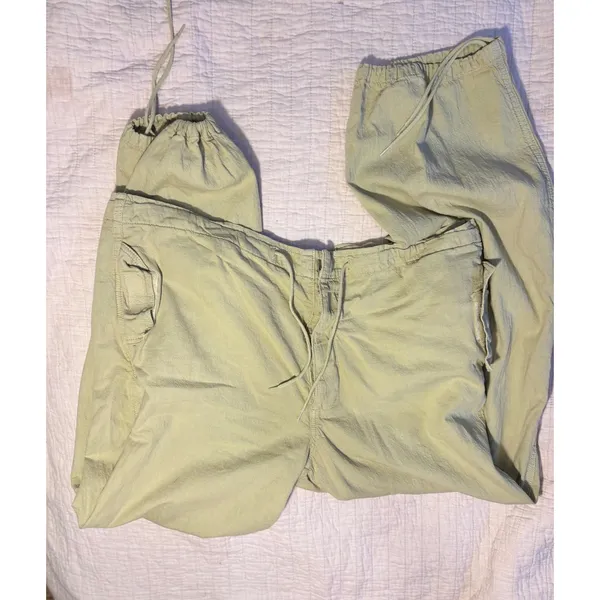 Topshop Sage Green Cotton Linen Blend Utility Jogger Pants Size US 8-10 M - Image 4