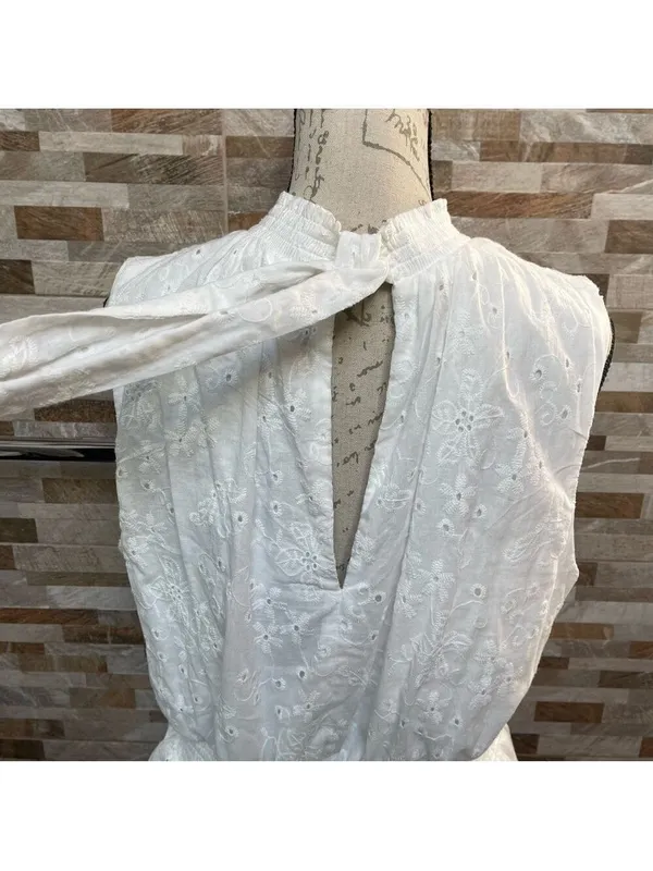 Laundry By Shelli Segal White Eyelet Cotton Layered Tiered Sleeveless Dress XL - Image 4