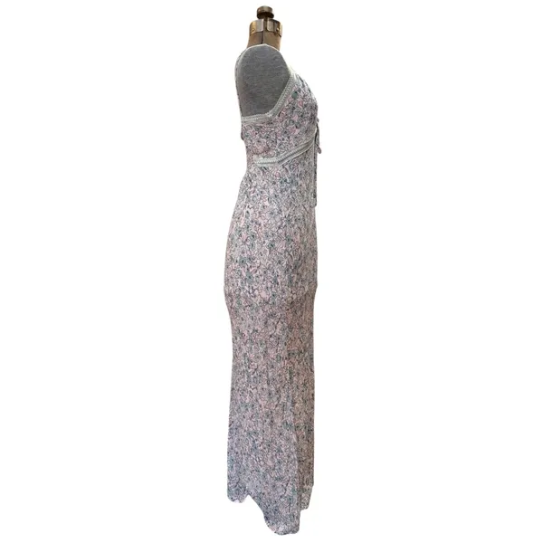 Free People Intimately All I Ever Wanted Maxi Floral Pink Blue Slit Dress Slip - Image 6