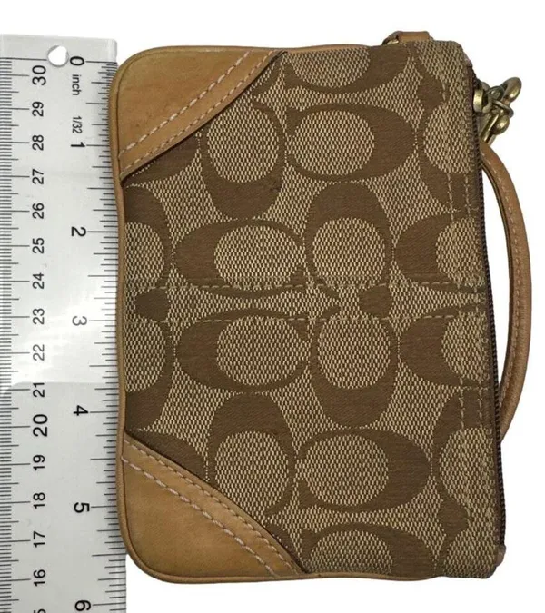 COACH Brown Signature Canvas Wristlet - Image 6