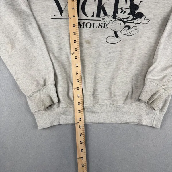 VTG DISNEY Mickey Mouse Sweatshirt Heather Gray Graphic Pullover Womens M - Image 4