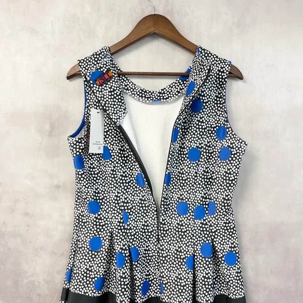 ISLE By Melis Kozan Bottomless Brunch Dress L Polka Dot Fit Flare Mod Pop Art - Image 8