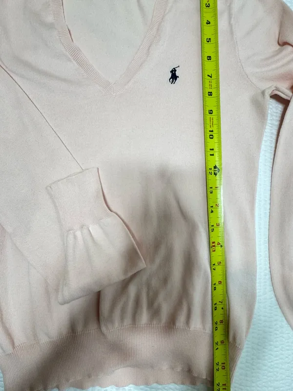 Ralph Lauren Womens V-Neck Lightweight Sweater - Pale Pink - Image 6