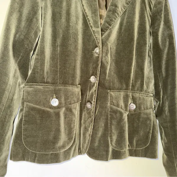 eddie bauer Olive Green 3 Button Velvet Blazer Jacket Size‎ 8 - Image 3