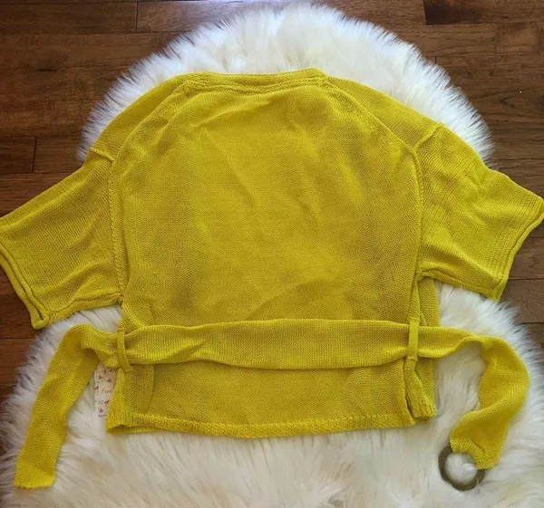 Free People Oh Hello Yellow Cardigan Sweater - Image 5