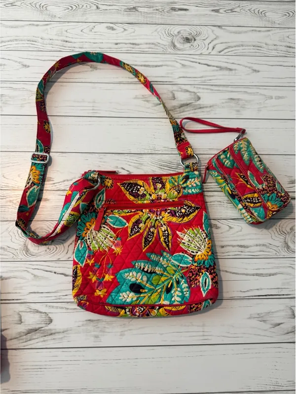 Vera Bradley Crossbody Bag & Wristlet Wallet Set Floral Butterfly - Image 5