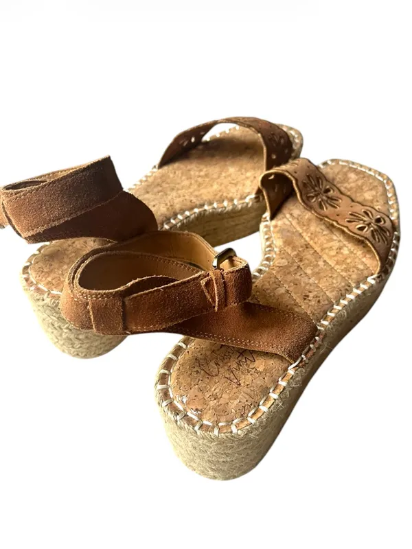 Crown Vintage Espadrille Sandals Fentisa Warmest Buff Cow Suede - Image 3