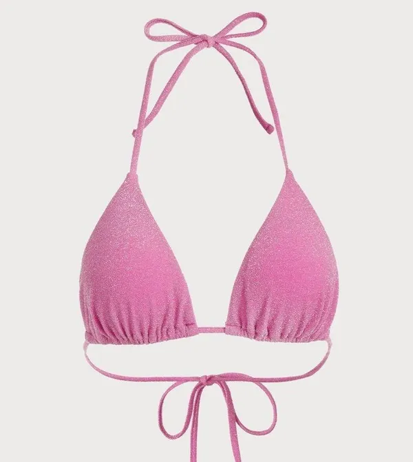 Berlook Pink Lurex Halter Triangle Bikini Top and Tie Side Bikini Bot 1130 - Image 7