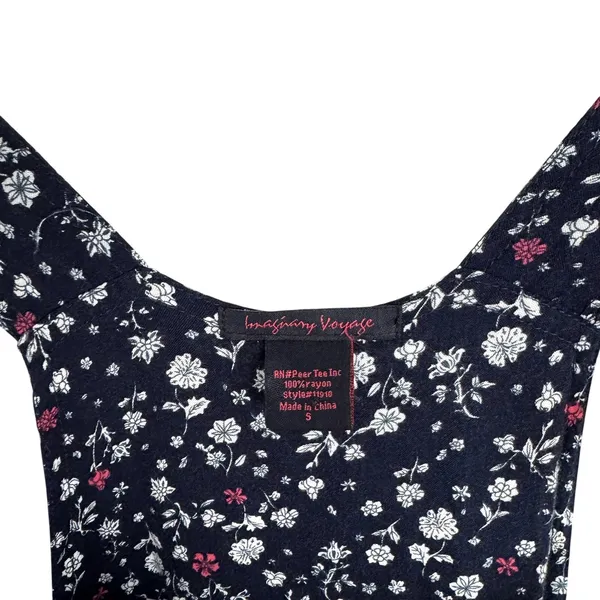 Imaginary Voyage Overalls Floral Navy Women's Size Small - Image 3