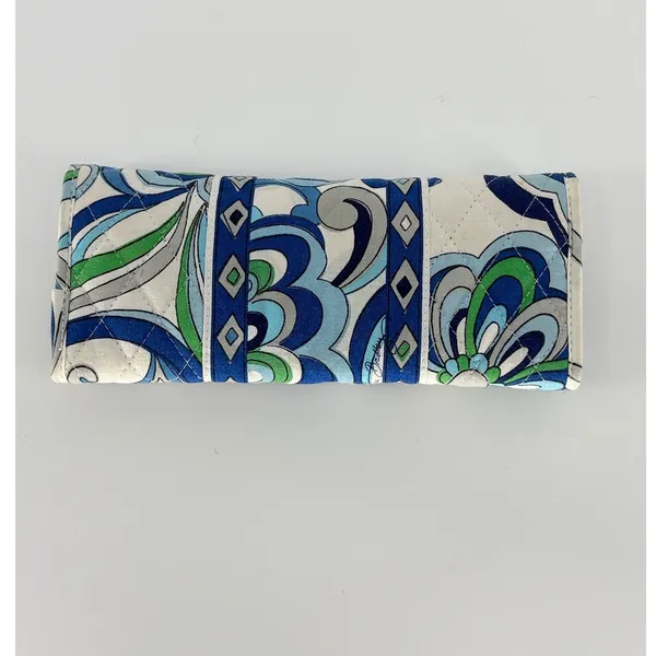 Vera Bradley Crossbody Wallet‎ Blue Floral Quilted Convertible Shoulder Purse - Image 2