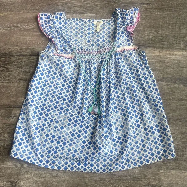 Matilda Jane‎ Smocked Geometric Flutter Sleeve Top Size XL Cotton Summer - Image 2