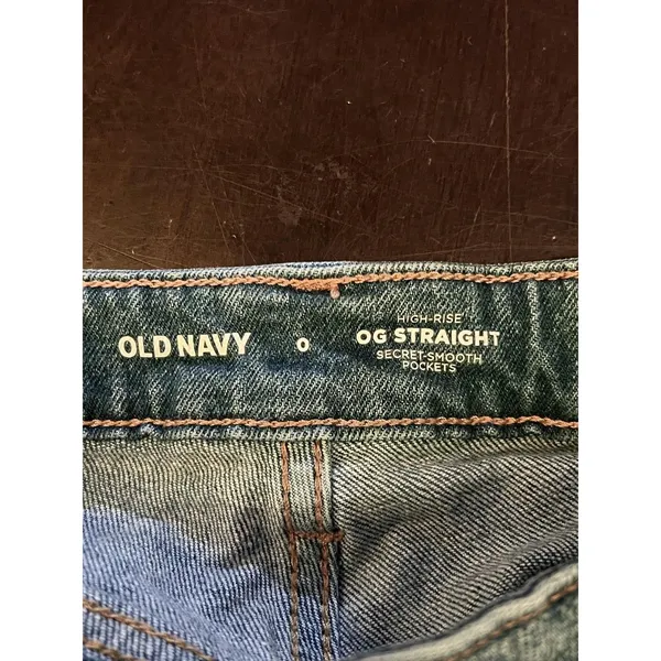 Old Navy OG Straight Denim Shorts Womens 0 High Rise Distressed Cutoff Frayed - Image 3