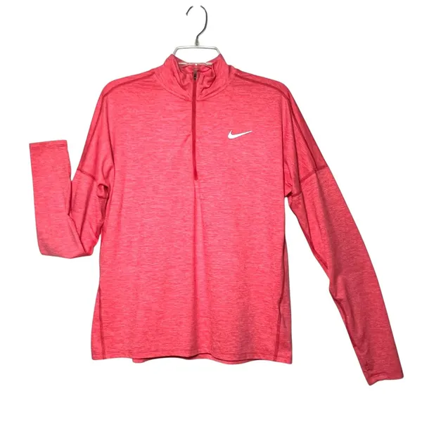 Nike Dri-FIT Pullover Shirt Womens L Pink 1/4 Zip Running Long Sleeve Athletic - Image 10