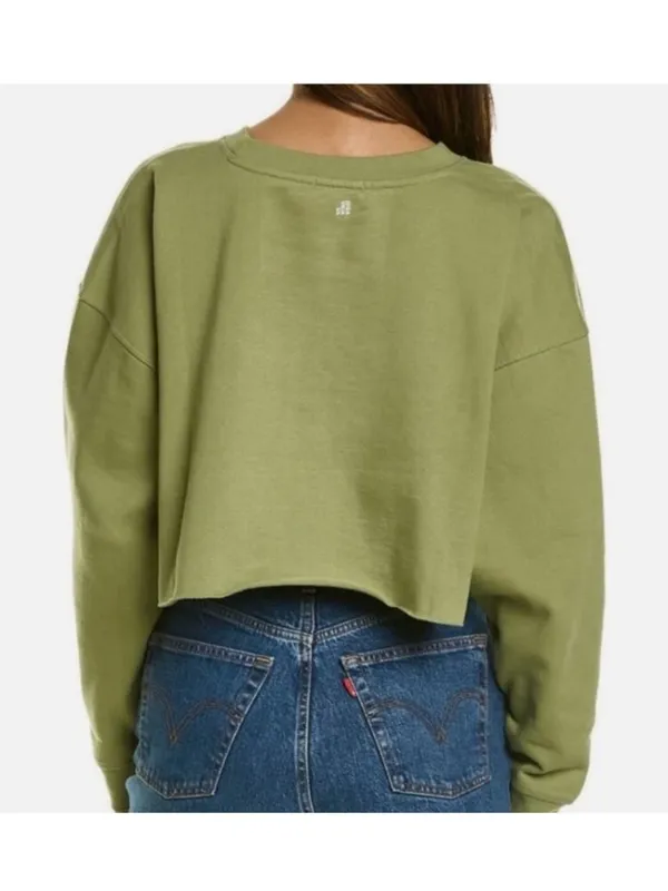 WeWoreWhat Womens Cropped Olive Green Sweatshirt Size Small - Image 2