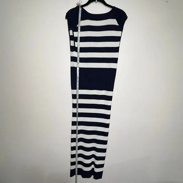Gabrielle Union New York & Company Navy White Striped Knit Midi Dress XL - Image 3