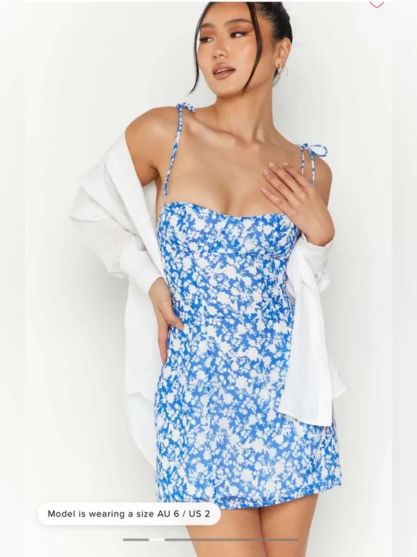 Beginning Boutique Penny Lane Blue Floral Print Mini Dress US 4 - Image 4