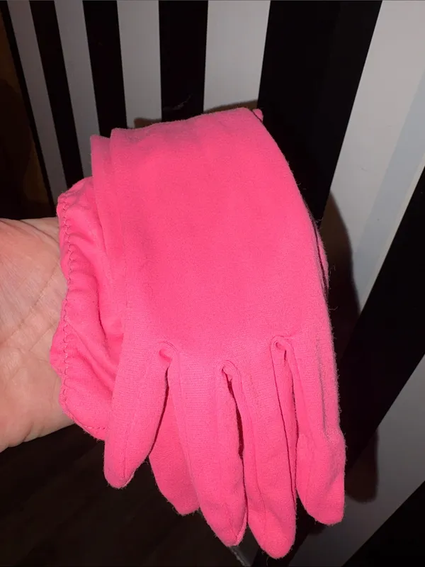 Vintage Pink Ruched Long Gloves Retro Formal Wear Fancy Dress - Image 5