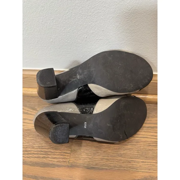 Vintage Mudd Maryanne Black Grey Buckle‎ Pin Up Retro Goth Womens Pump Heels 6.5 - Image 6