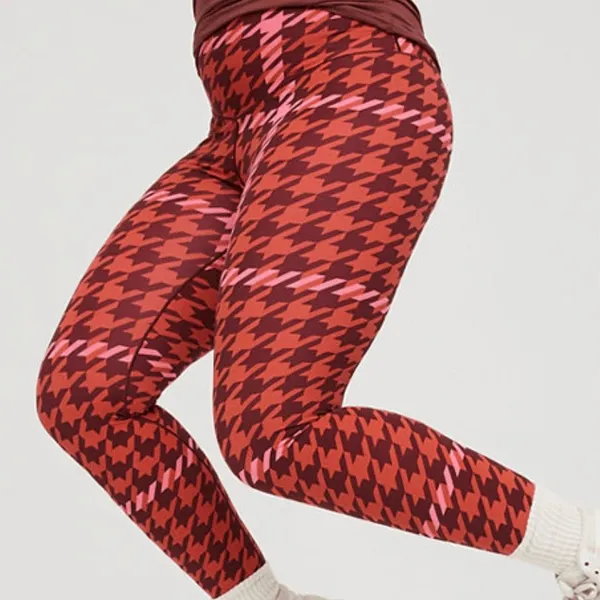 OFFLINE By Aerie Real Me Xtra‎ houndstooth Printed Legging Berry sz small - Image 2
