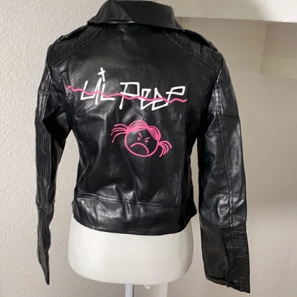 Women’s Black Faux Leather Jacket M Lil Peep NWT - Image 5