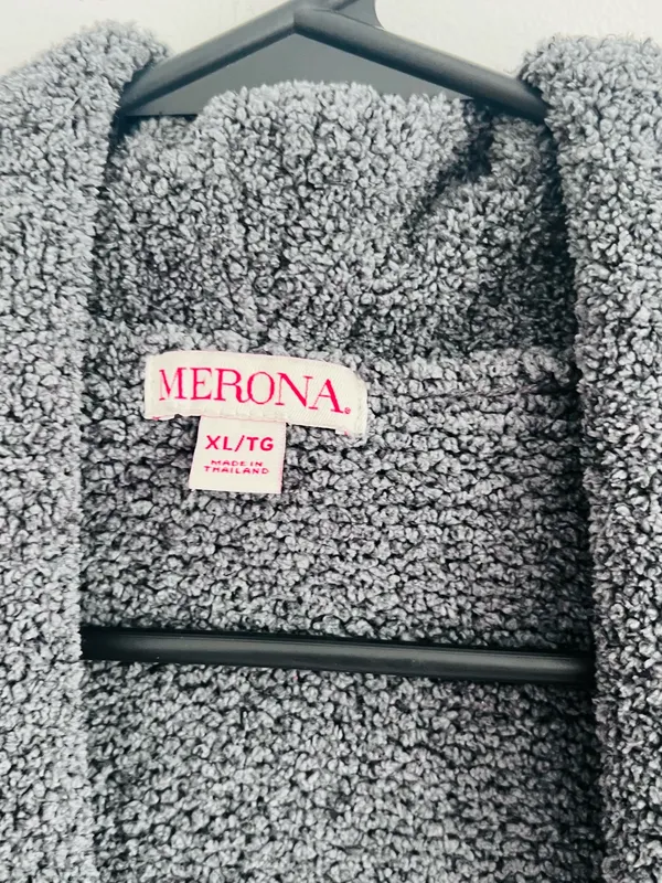 Merona Charcoal Hooded Open-Front Cardigan Sweater 2000s Boho - Image 2