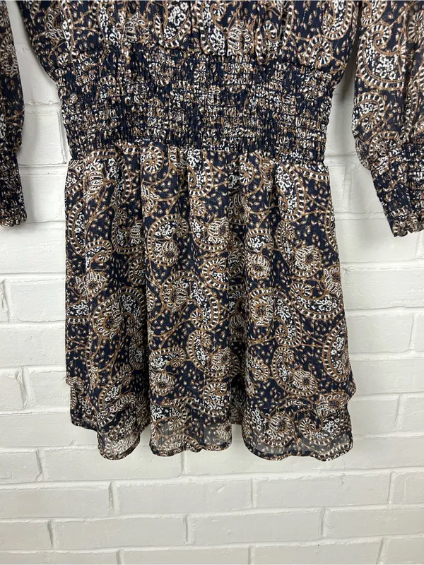 Veronica M Patterned Drop Waist Long Sleeve Dress Size XS - Image 5