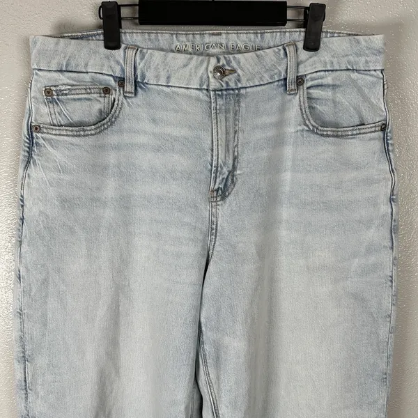 American Eagle Curvy Stovepipe Jeans Size 14 Blue Light‎ Wash Wide Leg Baggy 90s - Image 2