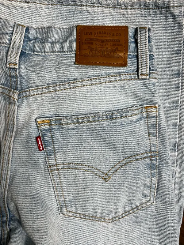 Levi’s Premium XL Straight Distressed Light Wash Wide Leg Denim Jeans - Image 6