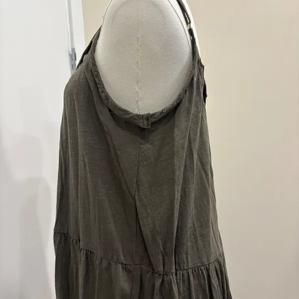 Natural Life Olive Green Tiered Babydoll Mini Dress Rayon Slub XS/S Boho Fairy - Image 6