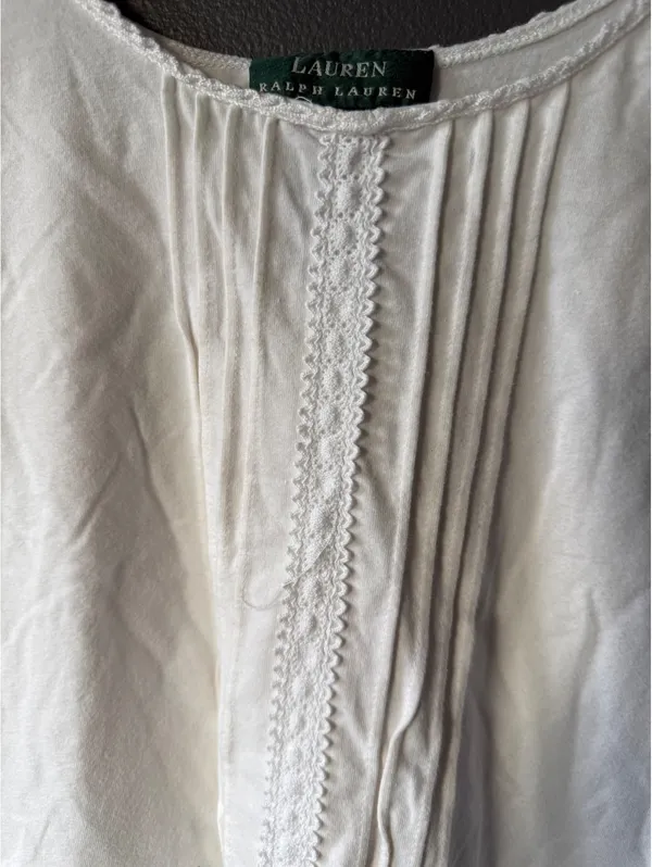 Lauren Ralph Lauren White Cotton Blend Tank Top Size Large - Image 4