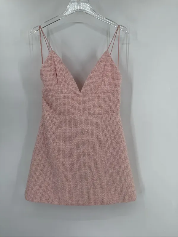 Nwt Alice + Olivia Pink‎ Lace Carli Tweed Mini Dress Sz 10 - Image 3