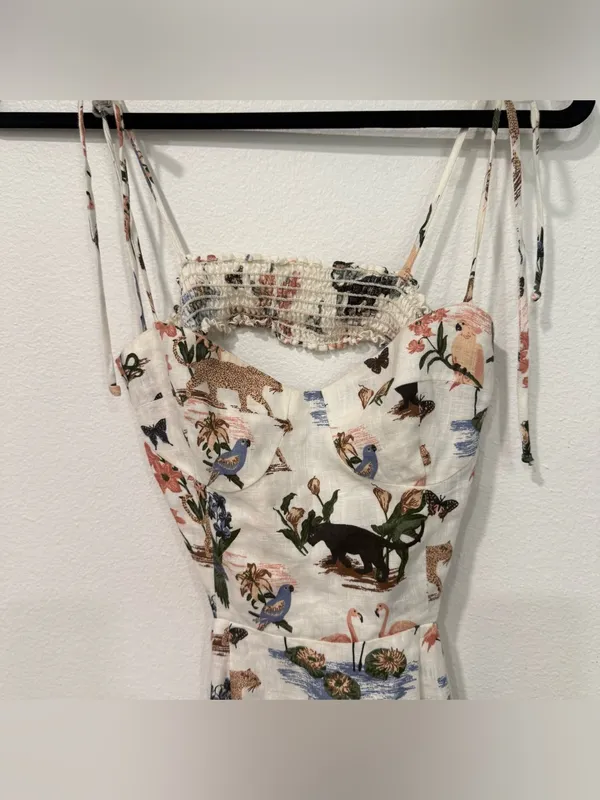 Reformation Alessa Janeiro Print Linen Midi Dress 0 - Image 3