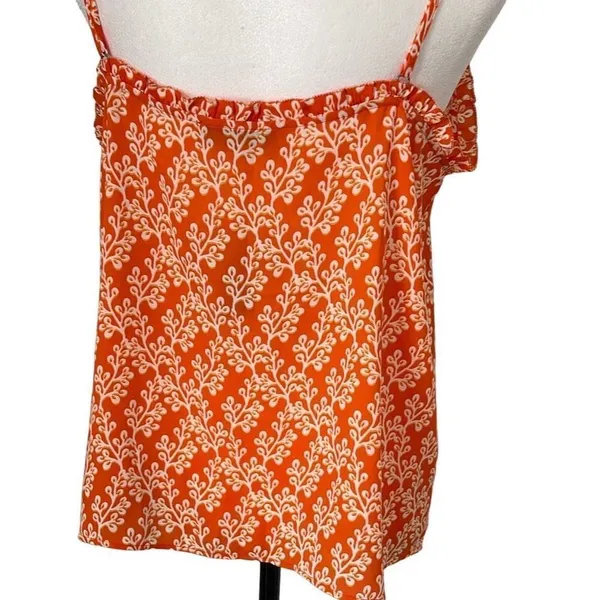 LOFT‎ Tank Top Orange Pattern Ruffle Size Medium Petite New - Image 4