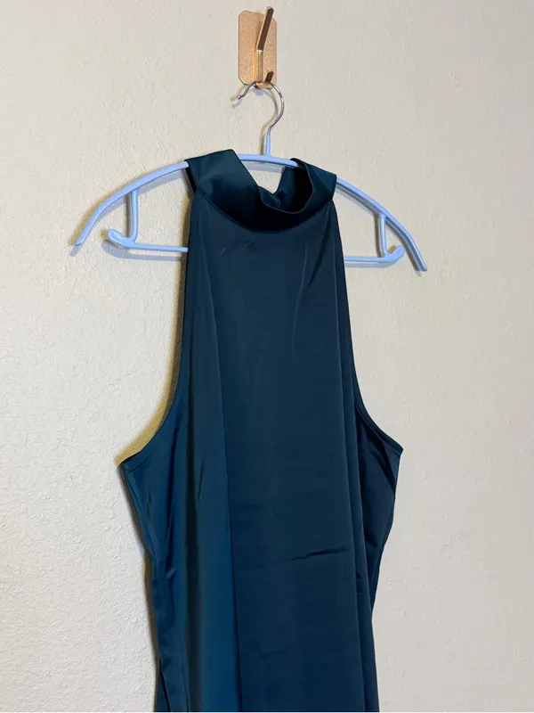 Banana Republic‎ Satin Halter Knee-Length Dress Dark Green Size Large NWT - Image 2