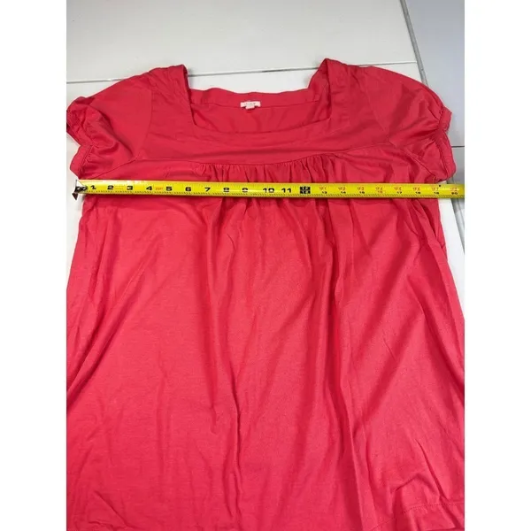J Crew Coral Square Neck Short Sleeve Blouse Top Basic Casual Everyday M‎ - Image 5