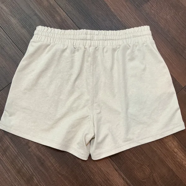 Quince Flowknit Mid-Rise Short Heather Sand Drawstring Athletic Small LB80301 - Image 5