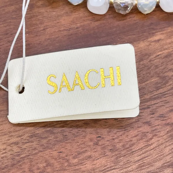 SAACHI Bracelet Set Stone Geode Crystal Beaded Stretch NWT Boho Stackable Artsy White - Image 5