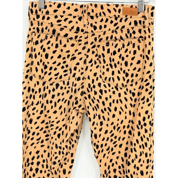 Crown & Ivy Cheetah Print High Rise Skinny Jeans‎ Size 6R Tan Black Ankle Pants - Image 5