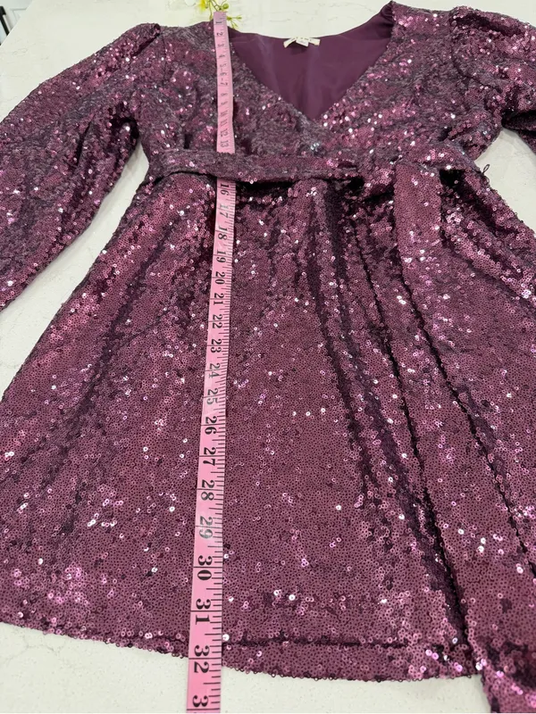Francesca's Collections Purple Sequin Wrap Mini Dress - Image 7