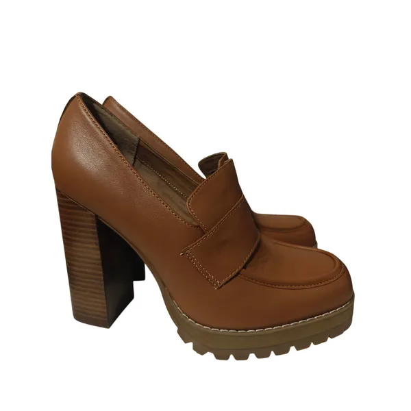 Brown Steve Madden Leather Platform Loafers sz 9.5 - Image 3